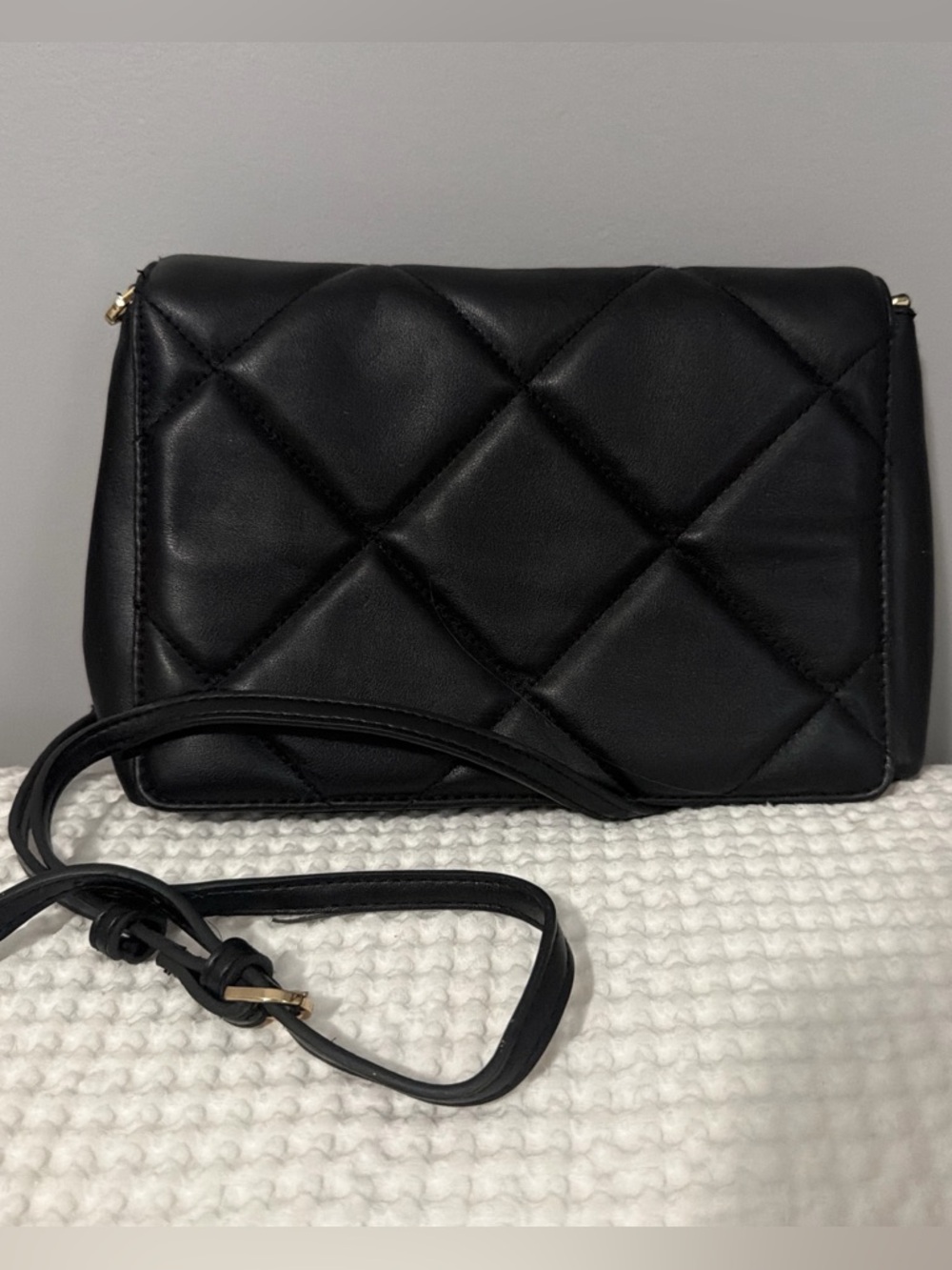 a new day Black Quilted Crossbody Bag